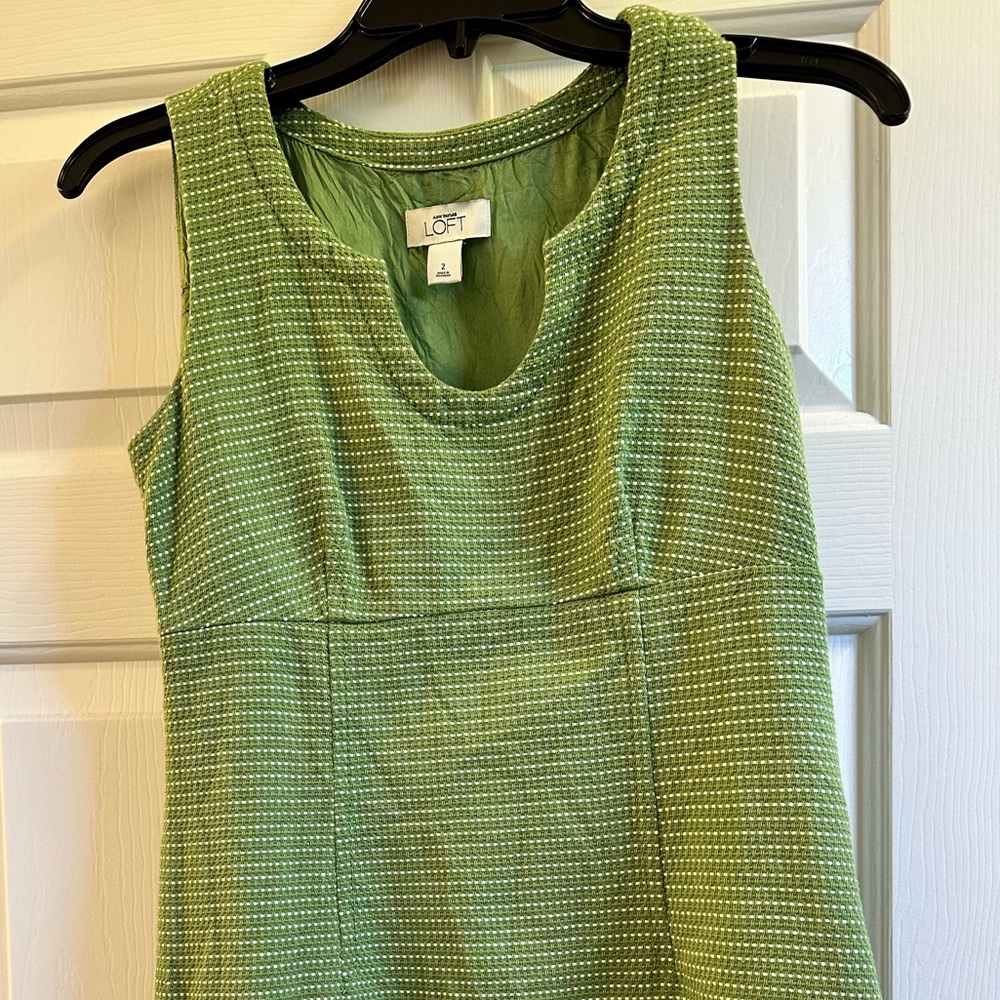 LOFT Green Ribbed Sheath Midi Dress